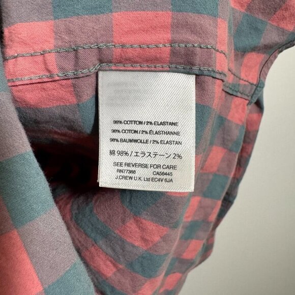J Crew Mercantile Men’s Flex Button Down Shirt Sz L Slim Plaid Gray Pink Preppy - Picture 5 of 5